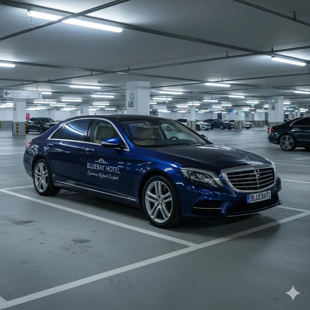 Mercedes-Benz luxury sedan Bluebay Hotel executive transport